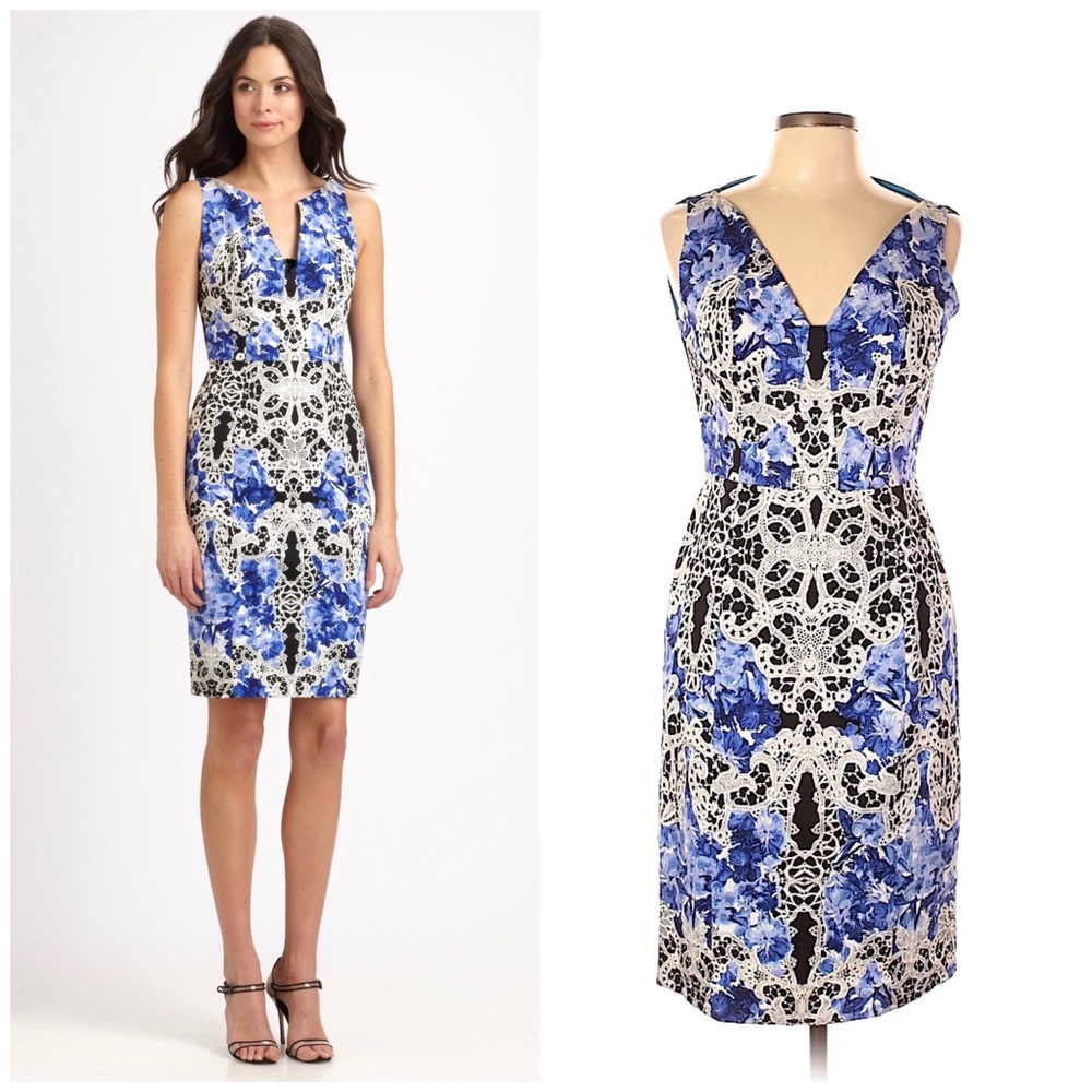 Elie Tahari Graphic Print Sleeveless Sheath Dress - Picture 2 of 8